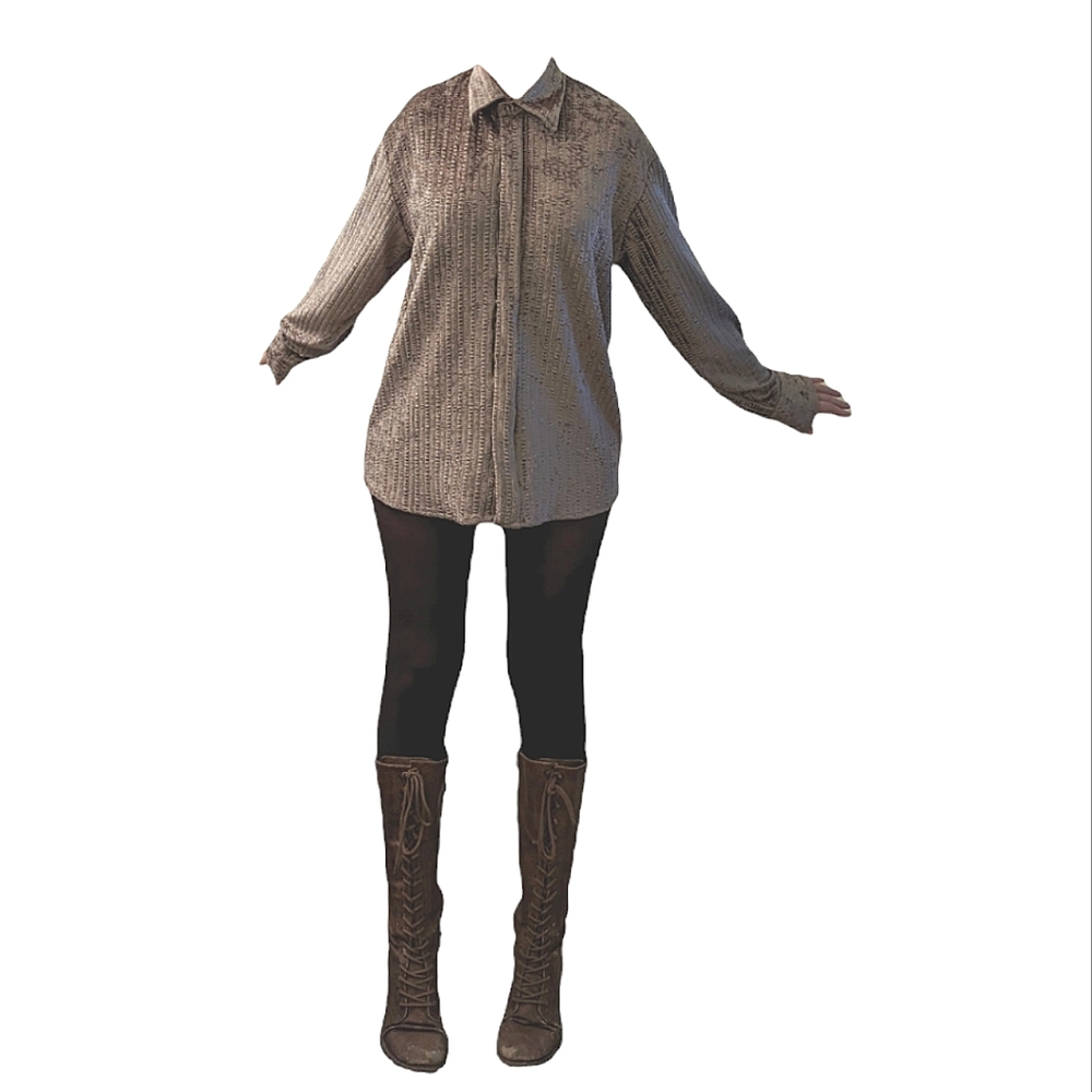 R&C Velvet Long Sleeve Button Down